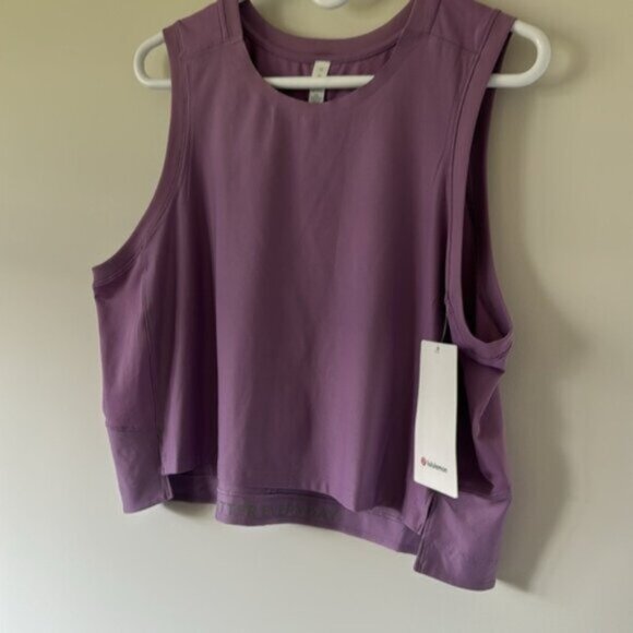 Lululemon Women Purple Mesh Back Cropped Train Tank Top Size 12 - Picture 6 of 13